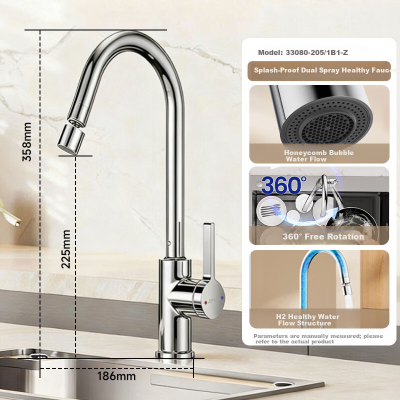 JOMOO Kitchen Faucet - Gunmetal Double Spray