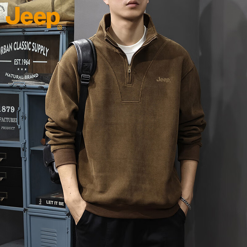 JEEP Men's Corduroy Zip-up Sweatshirt