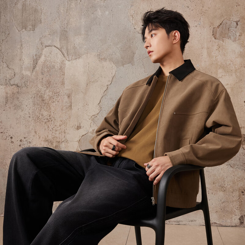 CABBEEN Men's Corduroy Suede Collar Jacket
