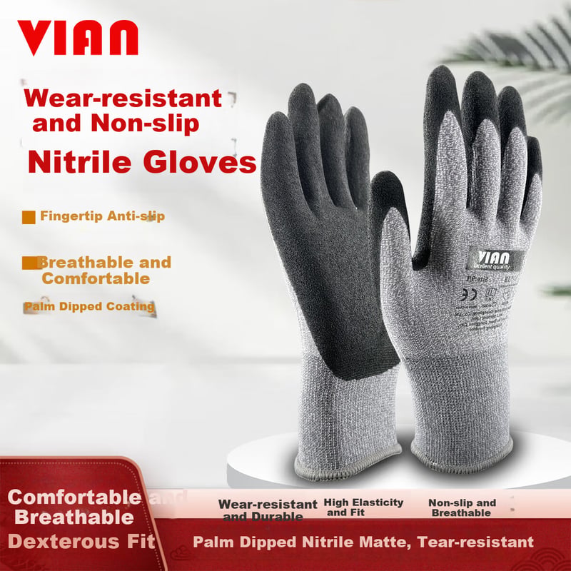 VIAN Anti-Slip Nitrile Work Gloves for Industrial Protection