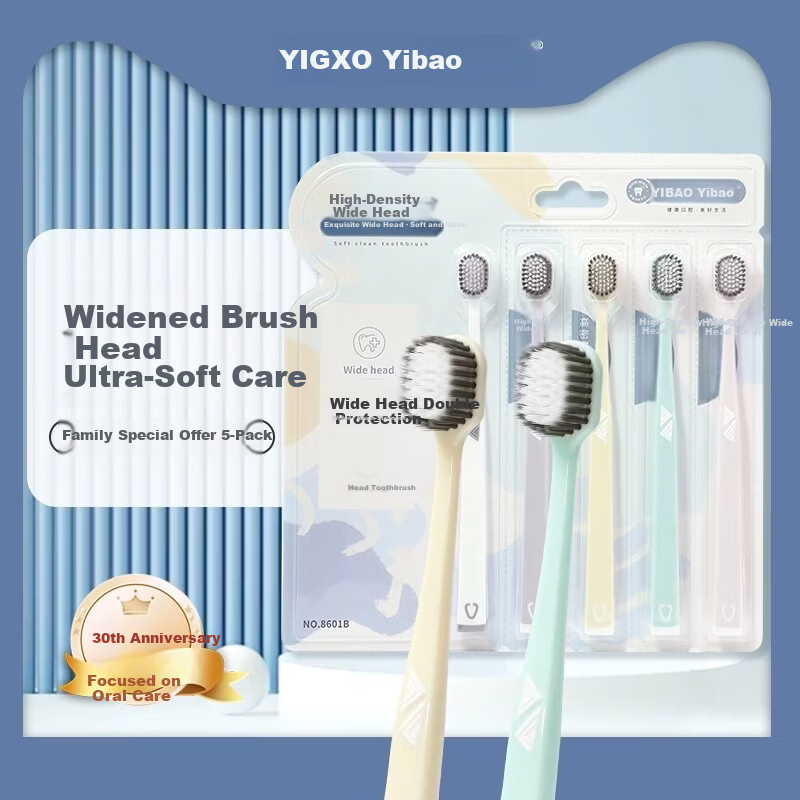 YIBAO High-Density Wide Head Toothbrush - Deep Clean Family Pack