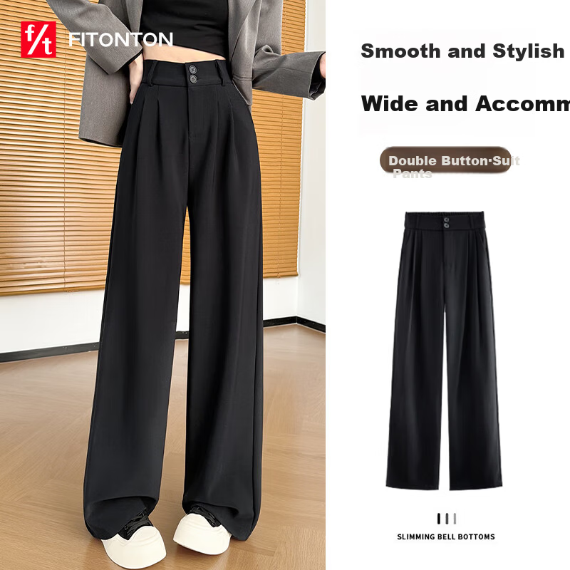 FitonTon Women's Slimming Wide-Leg Suit Pants