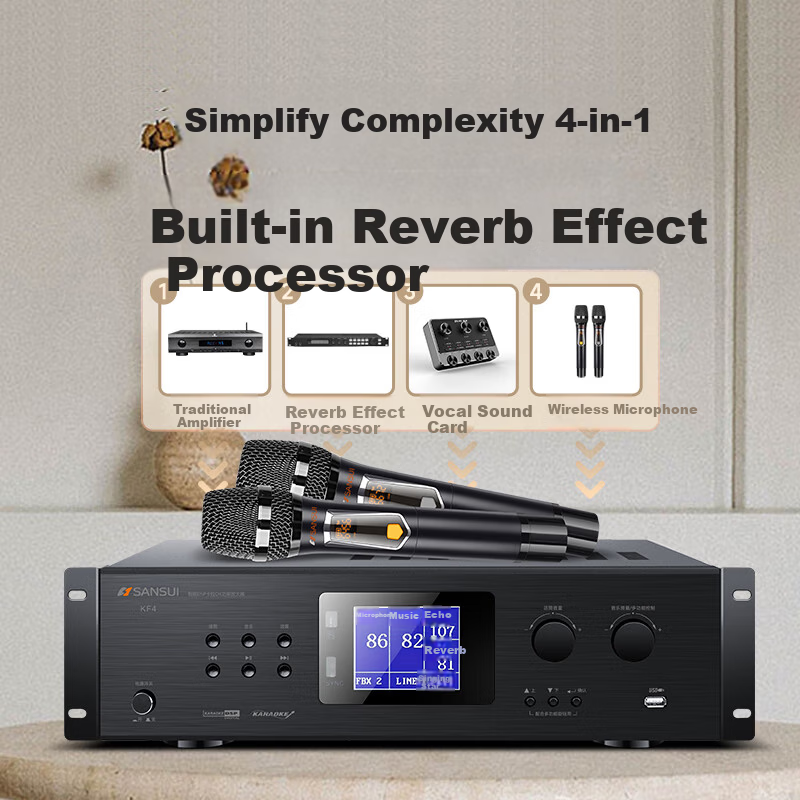 SANSUI KF4 - 300W Home KTV Audio Amplifier with Dual Mics