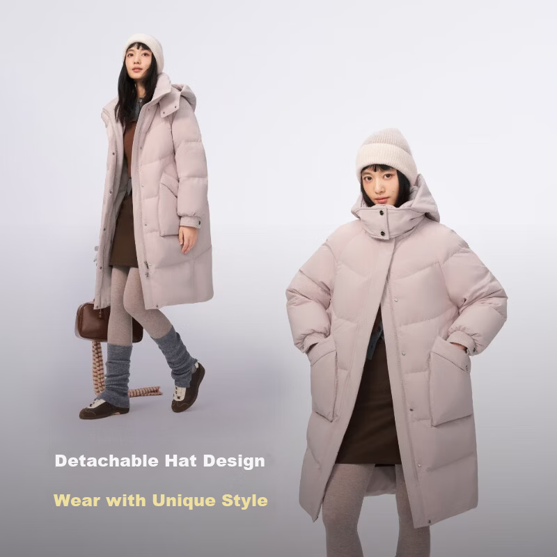 BOSIDENG Women's Winter Down Jacket with Removable Hood