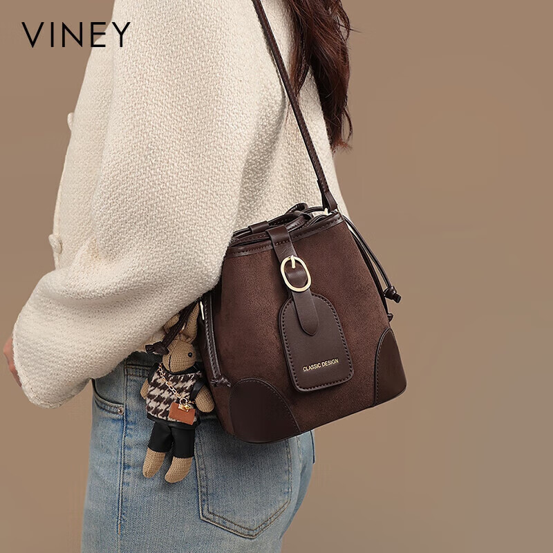 Viney Leather Handbag - Women's Casual Bucket Bag