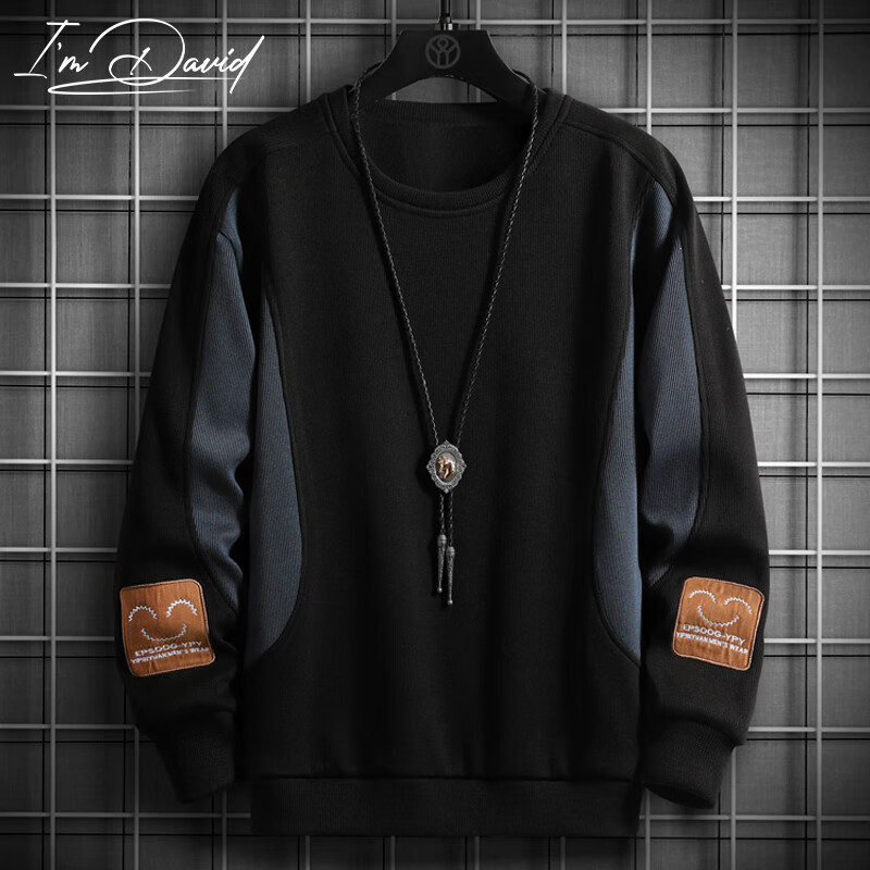 I'M DAVID Men's Vintage Patchwork Sweatshirt