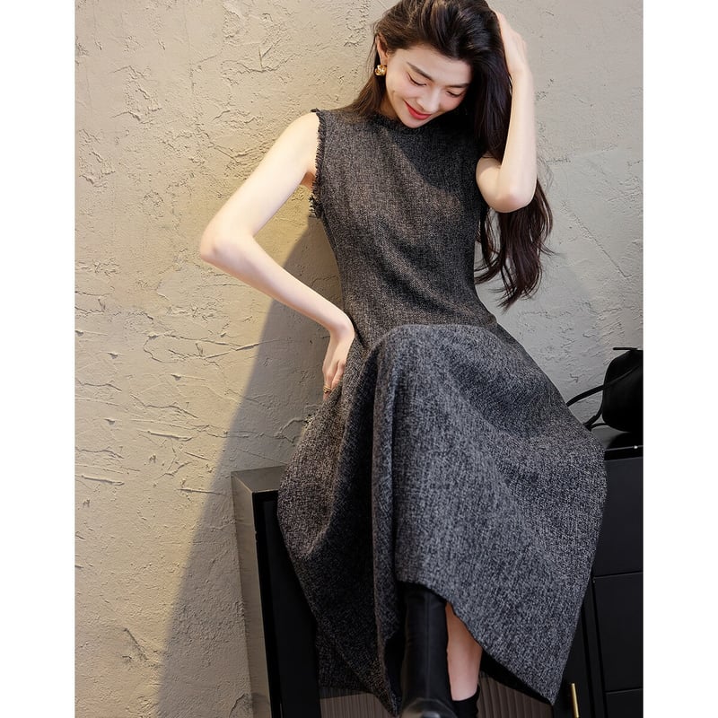 Demana Intelligent Elegance Autumn Tassel Flared Dress