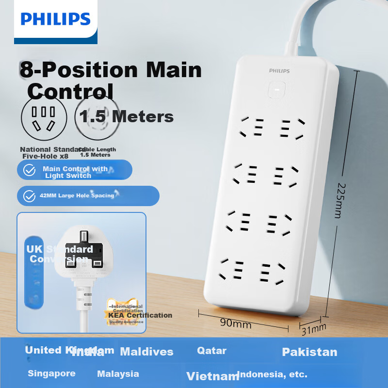 PHILIPS UK Plug Power Strip Socket Adapter for Travel