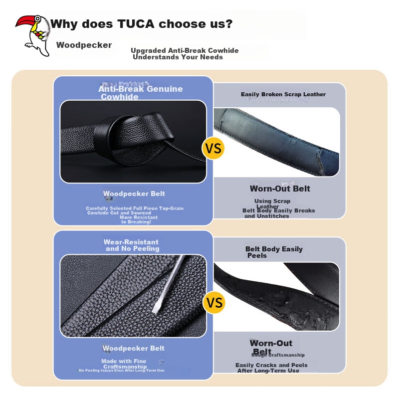 TUCANO Woodpecker Cowhide Pin Buckle Belt