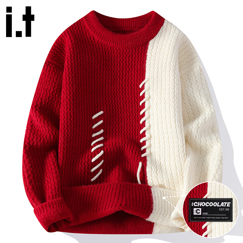 CHOCOOLATE Trendy Patchwork Knit Sweater