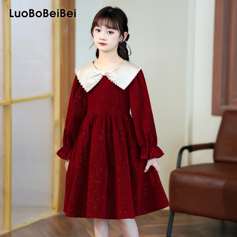 LUOBOBEIBEI Princess Dress Red Long Sleeve Autumn 2025
