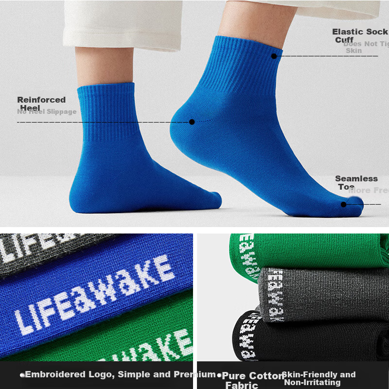 HLA Men's Mid-Calf Cotton Socks - Antibacterial & Breathable