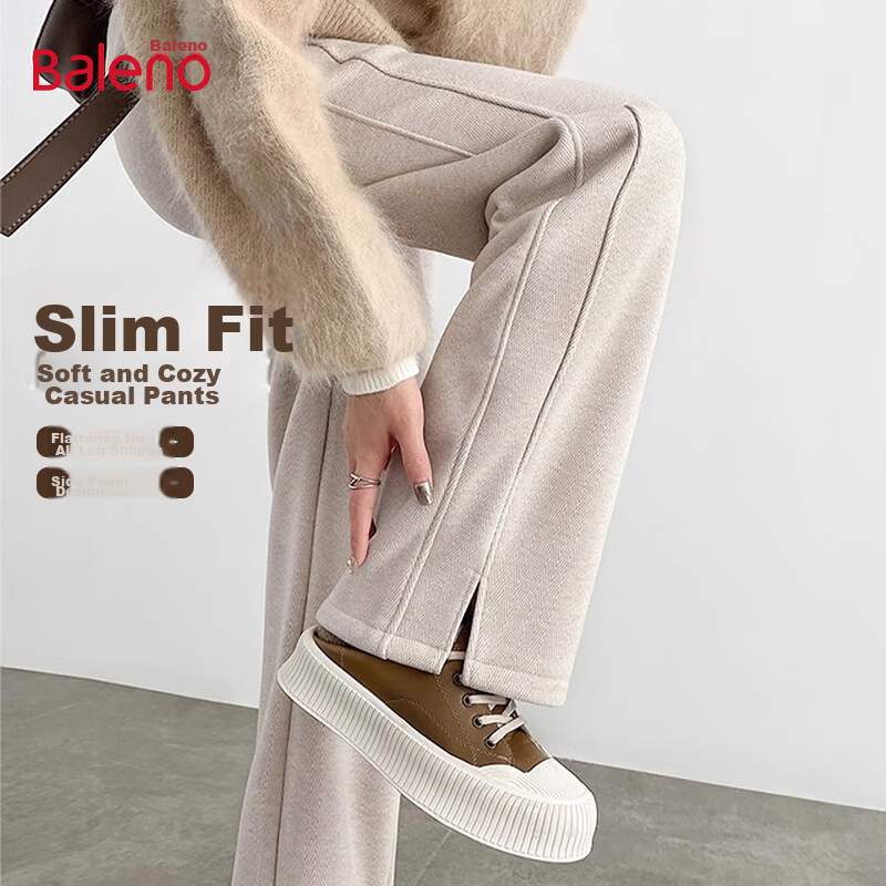 Baleno Women's Herringbone Wide-Leg Wool Pants