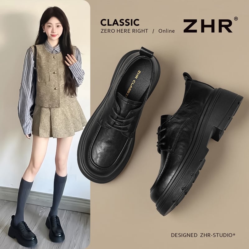 ZHR Women's Thick-Soled Loafers - Black