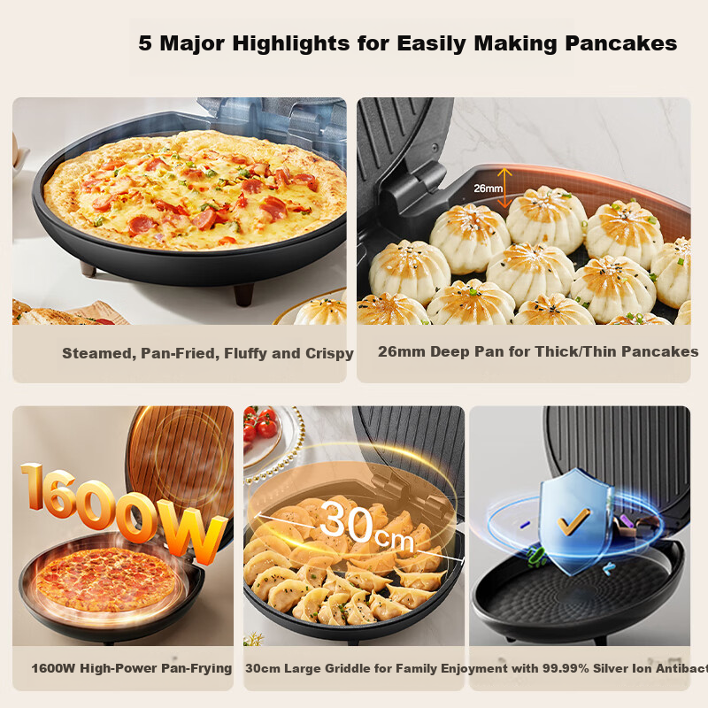 SUPOR Electric Griddle - Double-Sided Heating Grill Pan for Pancakes & Sandwiches