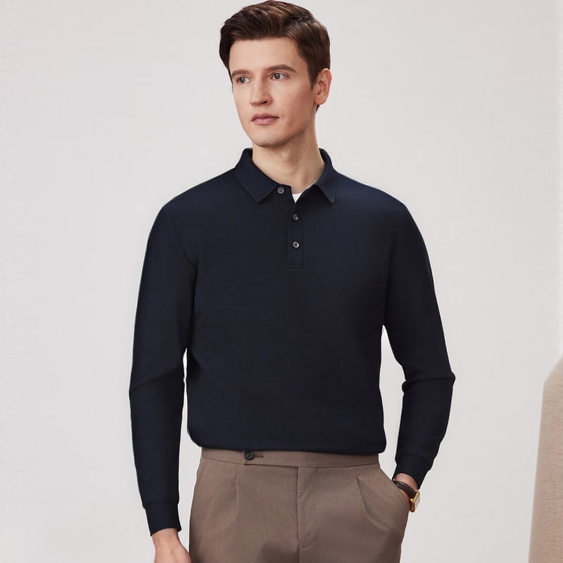 Shanshan Men's Wool Silk Polo Shirt