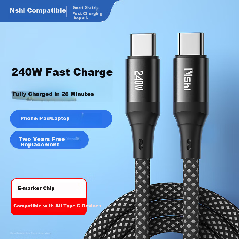 Dual-Head Type-C 6A Fast Charging Cable