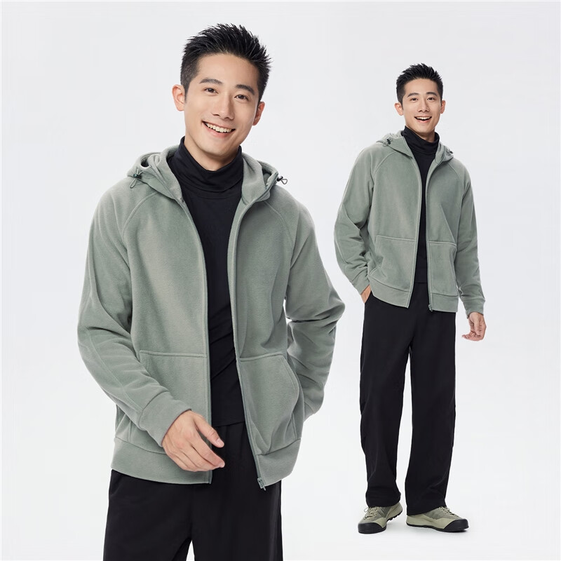 Giordano Men's Hooded Fleece Jacket with Kangaroo Pocket