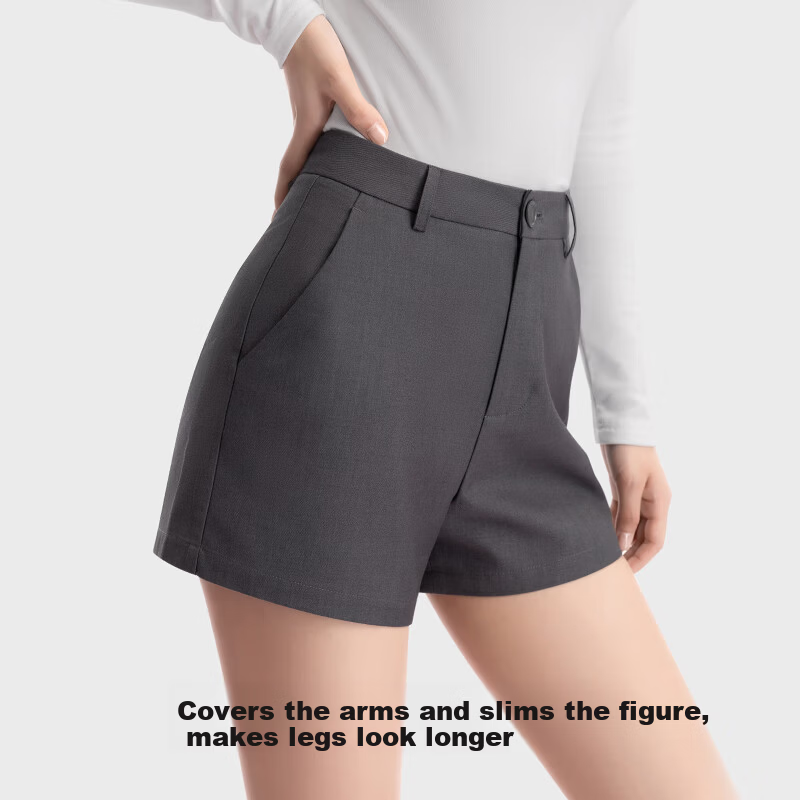 Onoko Black Shorts A-Line Wide-Leg Pants