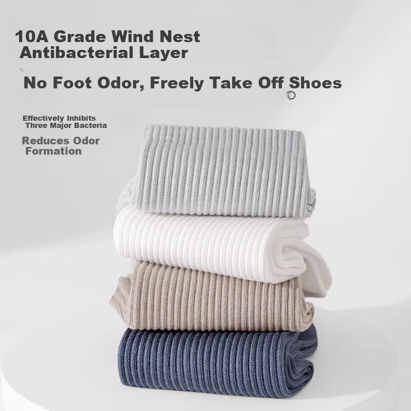 ROMON 100% Cotton Mid-Calf Sports Socks