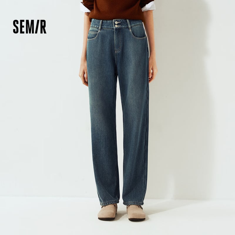 Semir Senrou Winter Fleece-Lined High-Waist Jeans