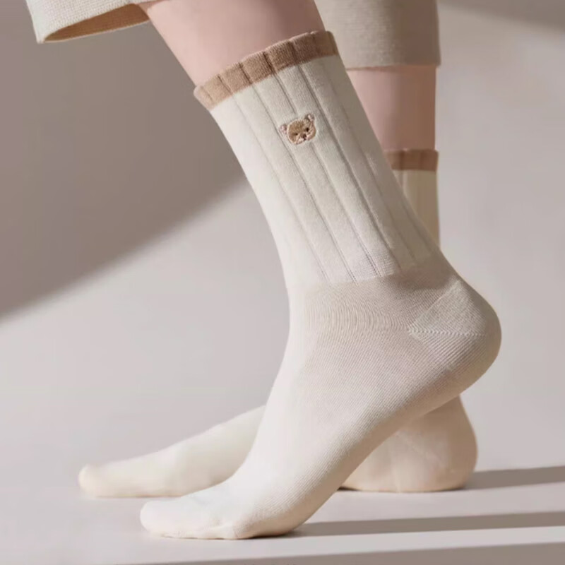 LangSha Women's Casual Socks - 100% Cotton, Antibacterial, Spring Summer Style