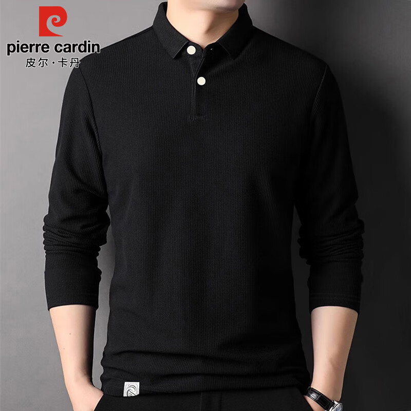 Pierre Cardin Waffle Long Sleeve T-Shirt Men Autumn Winter