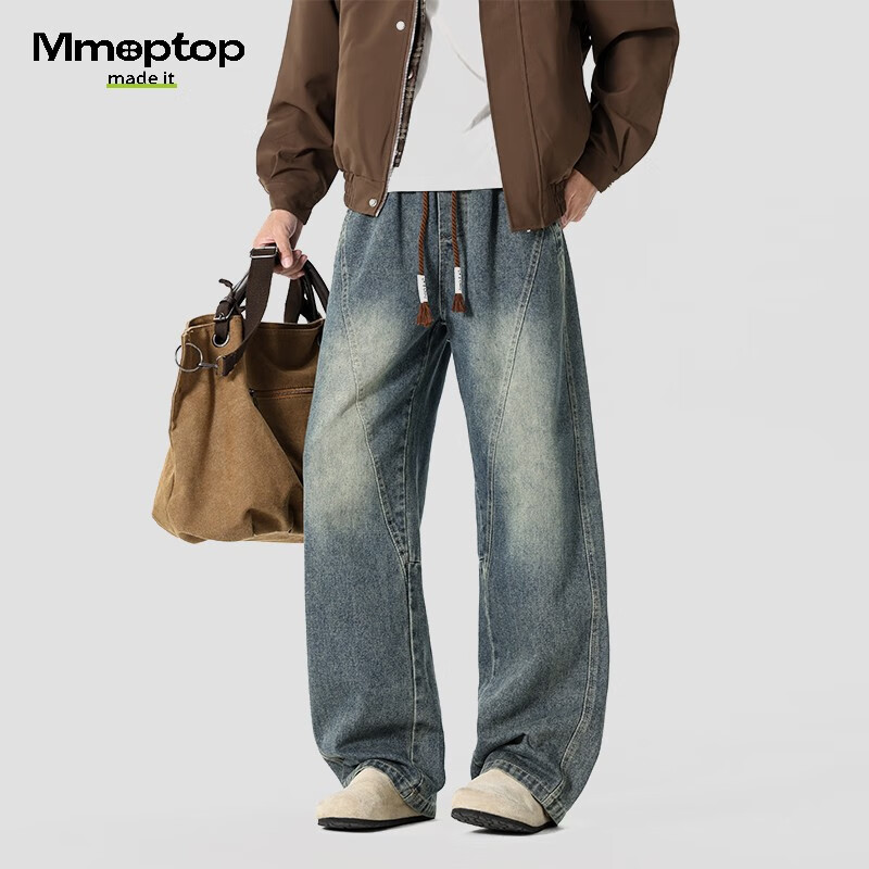 MMOPTOP Vintage Curved Blade Cowboy Jeans