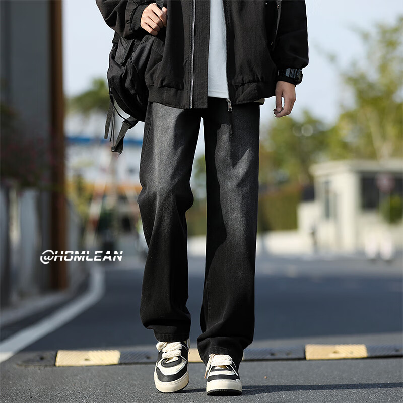 Homlean Vintage Loose Fit Black Jeans