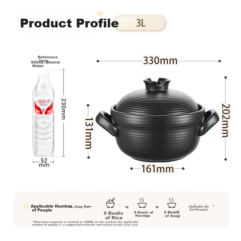 SUPOR Clay Pot 3.0L Large Soup & Rice Pot