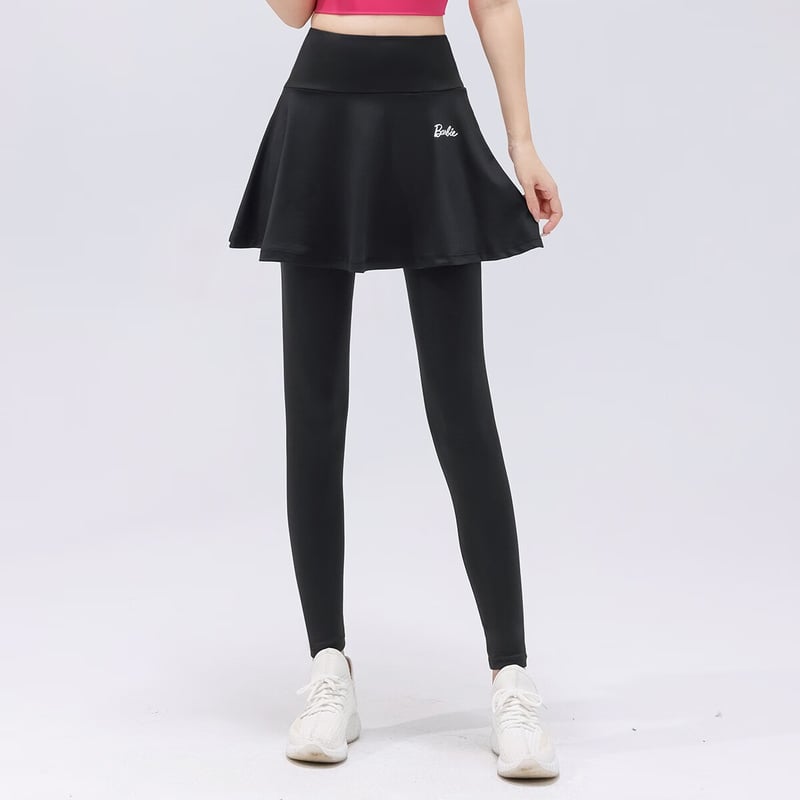 Barbie High-Waist Fitness Yoga Pants with Tennis Skirt