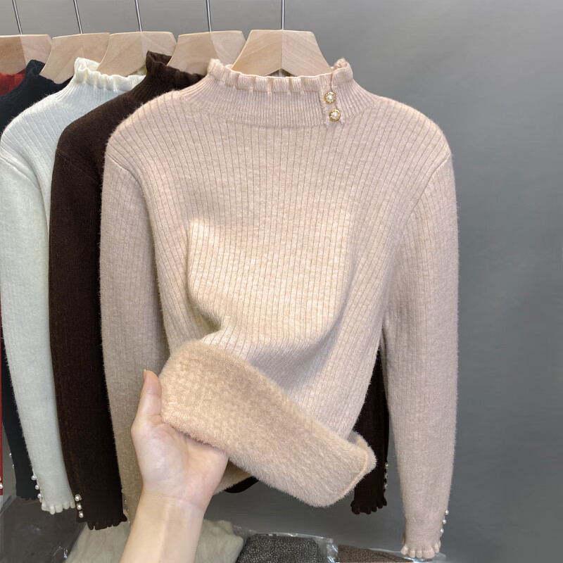 YUZHAOLIN Fleece Lined Half Turtleneck Sweater