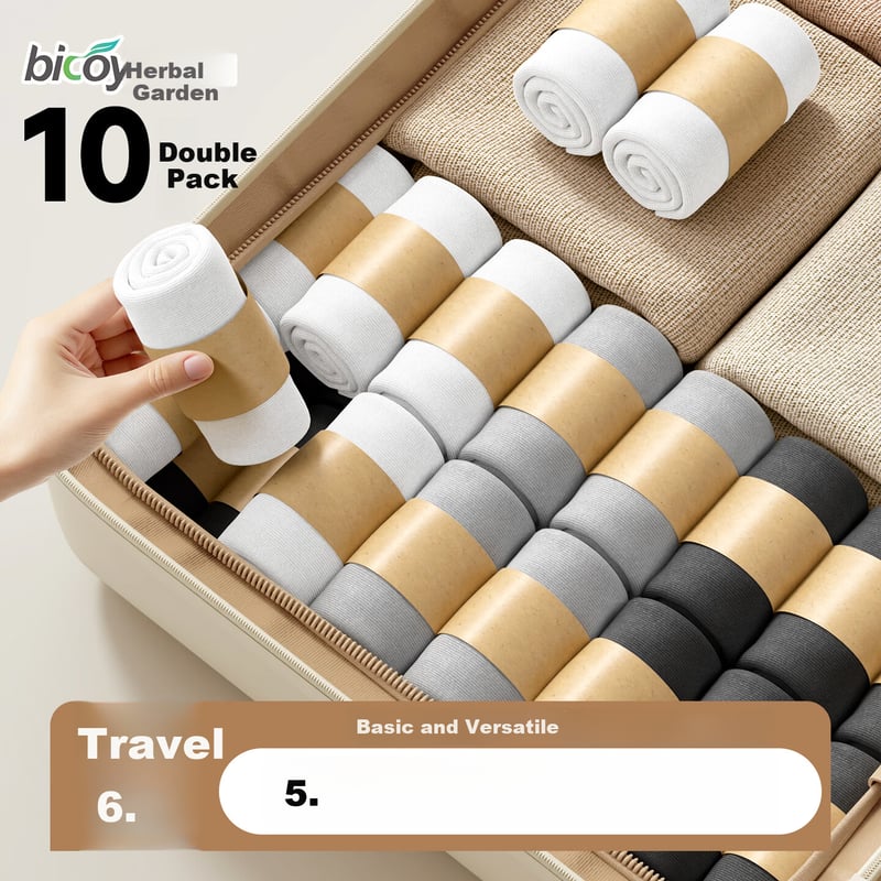 Baicaoyuan Disposable Cotton Socks - 10 Pairs Gray