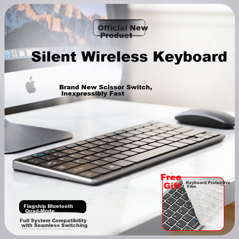 Stiger Wireless Bluetooth Keyboard - Silent Scissor-Switch, 4-Mode Rechargeable