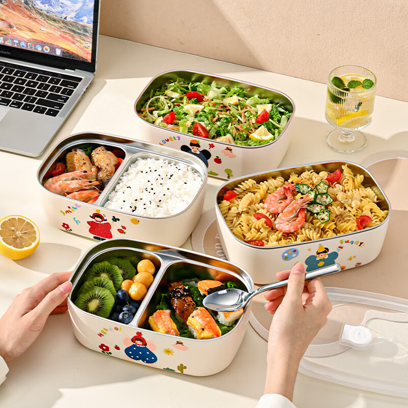 COOKSS 304 Stainless Steel Lunch Box - 2 Compartments, 1000ml