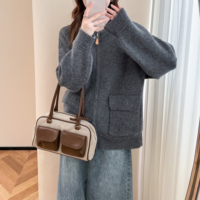 TonLion Minimalist Zip-up Cardigan