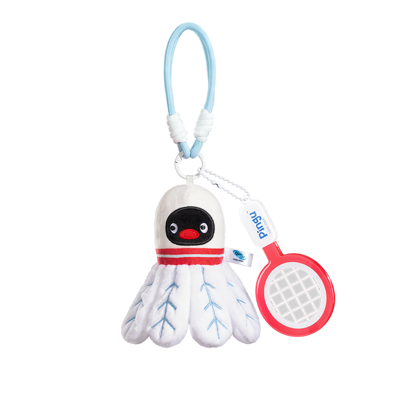 MARtube Pingu Penguin Badminton Plush Keychain