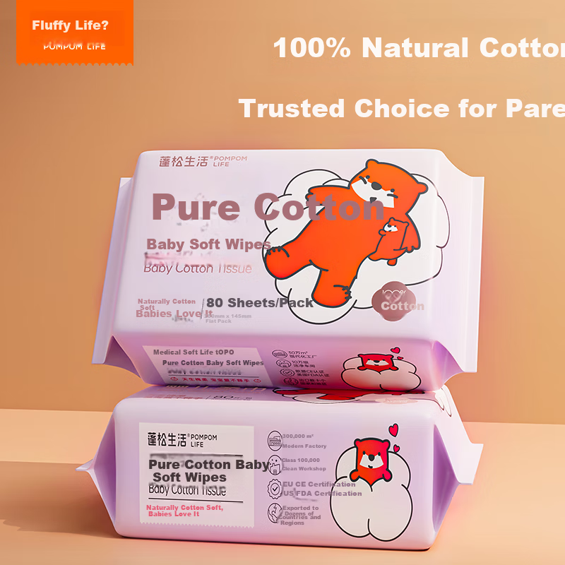 Fluffy Life 100% Cotton Soft Wipes