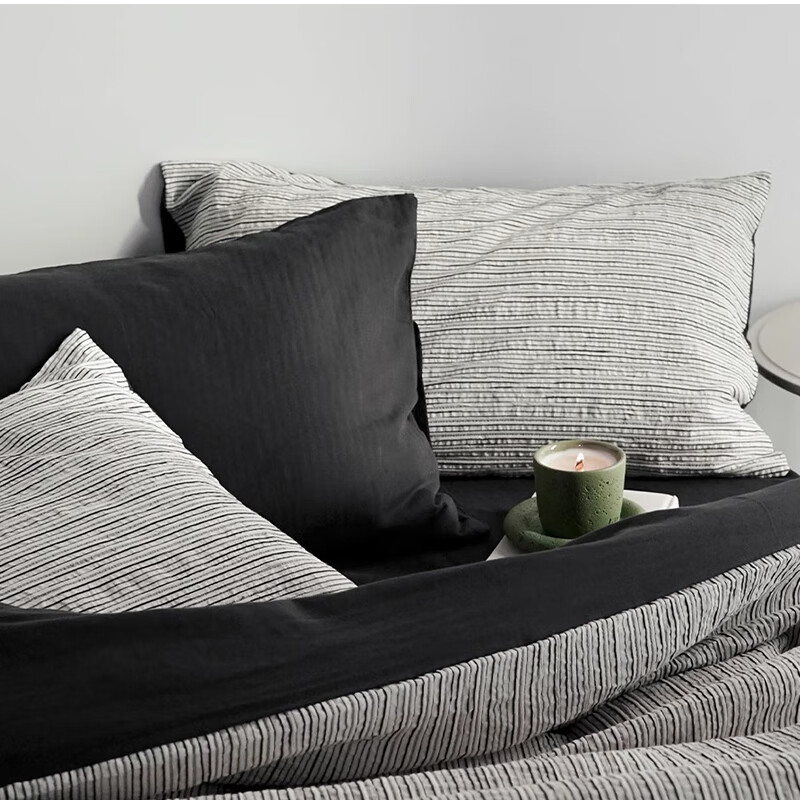 MUJI 100% Cotton 4-Piece Bedding Set Sketch Stripe