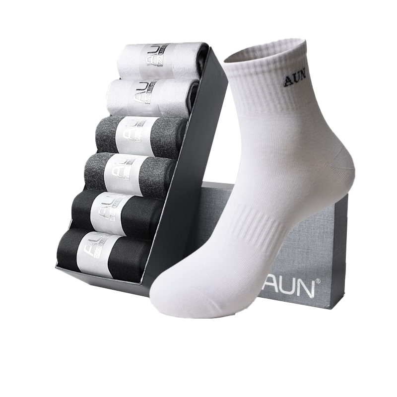 AUN Men's Athletic Antibacterial Mid-Calf Socks
