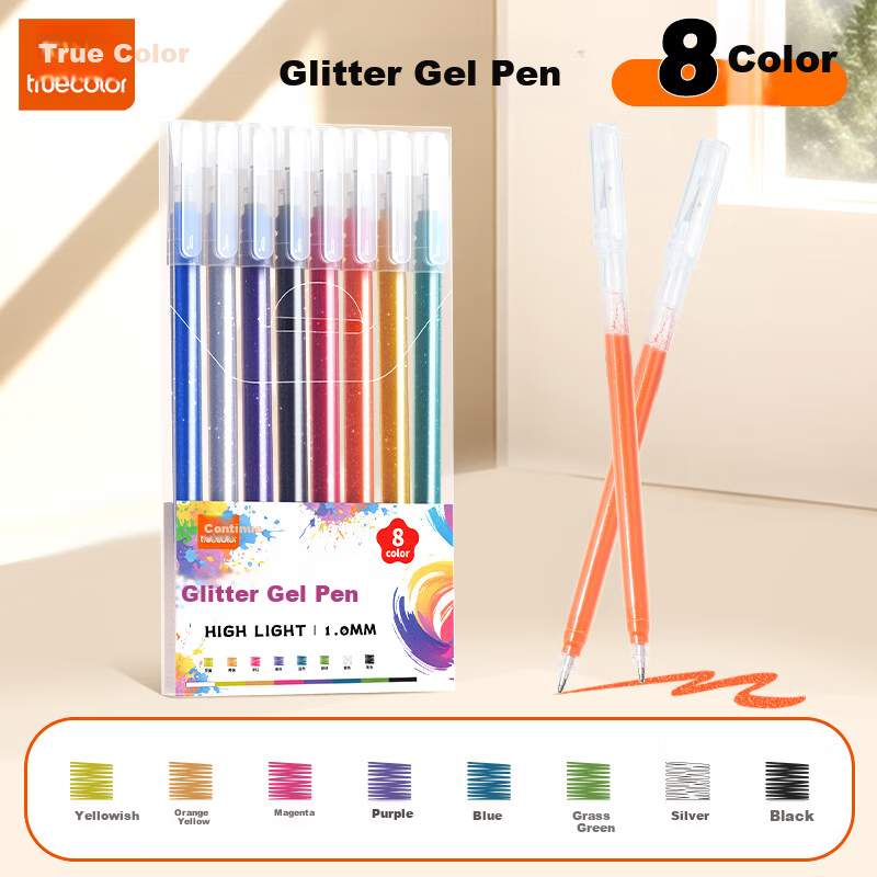 TRUECOLOR 8-Color Glitter Gel Pens for Kids