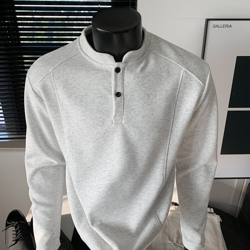 Homlean Men's Henry Collar Long Sleeve T-Shirt