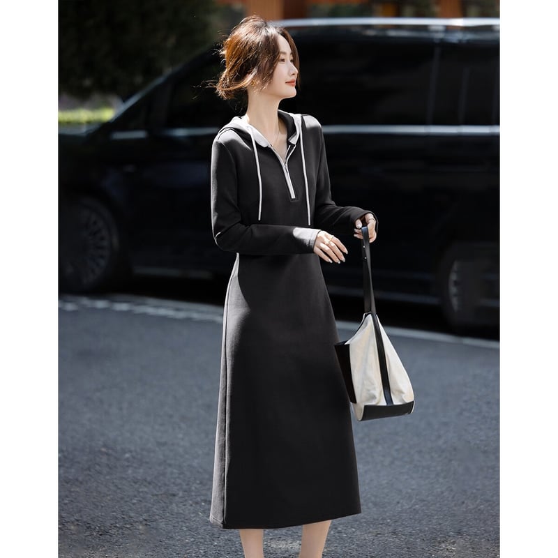 Dme Autumn Hooded A-Line Dress