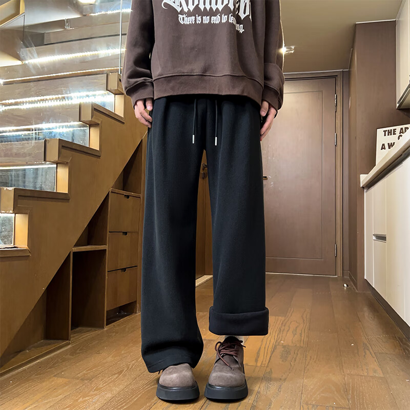 Dingfengbaoluo Vintage Fleece Casual Pants
