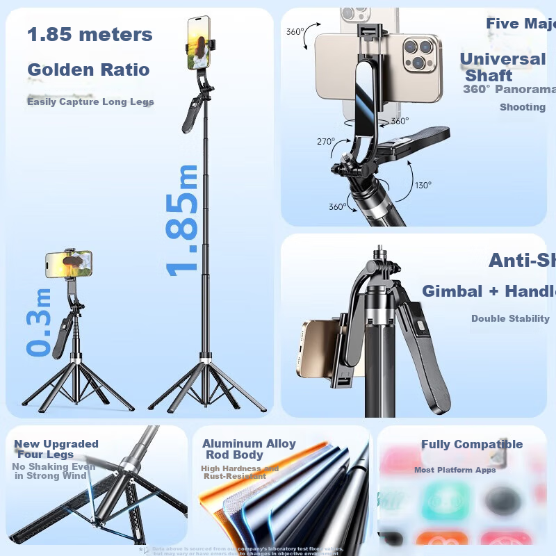 Kewo 1.85m Selfie Stick Tripod with 360° Rotation