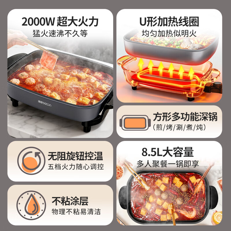 Sacon Electric Hot Pot & Fryer