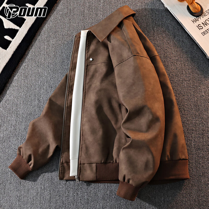 POUM Vintage Biker Jacket for Men - Trendy Casual Leather Jacket