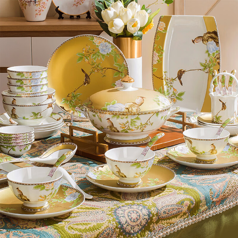 Lowei Ceramic Dinnerware Set - Luxury Chinese Style 2025