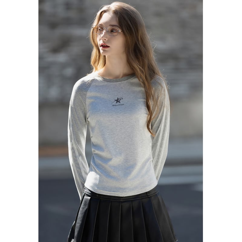 TonLion Women's Crew Neck Knit Top with Subtle Print