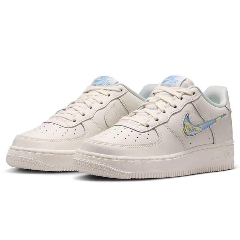 NIKE Girls' Air Force 1 AF1 White Sneakers